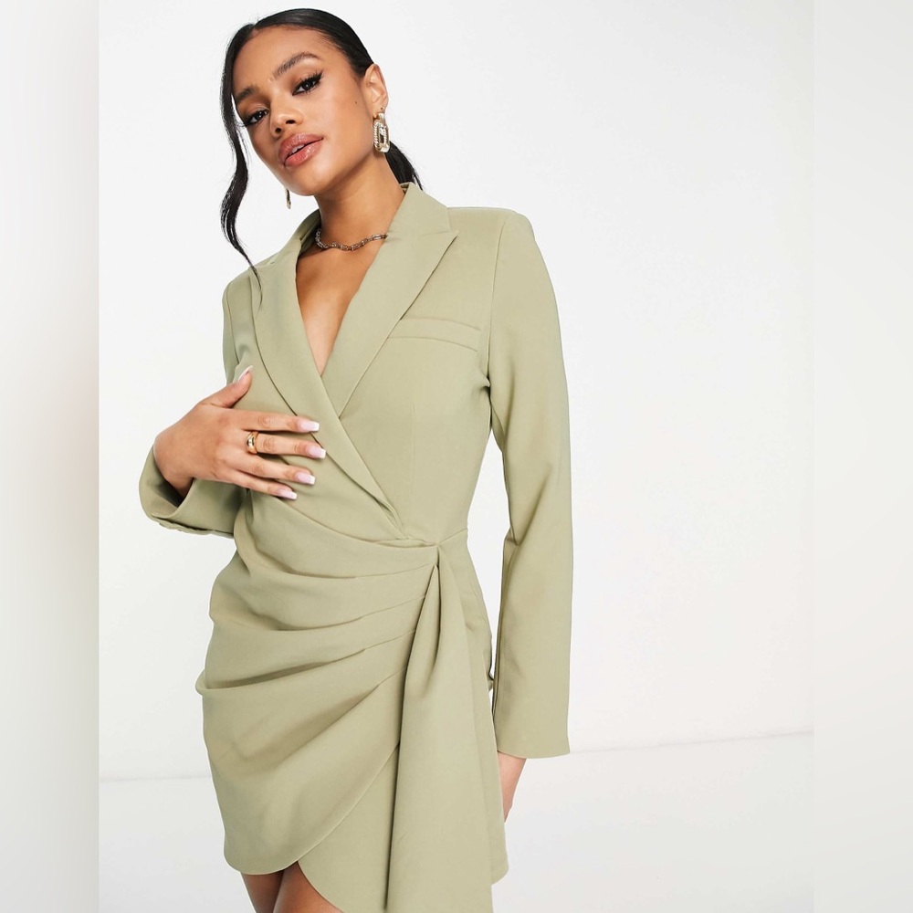 Lavish Alice wrap blazer dress in pistachio